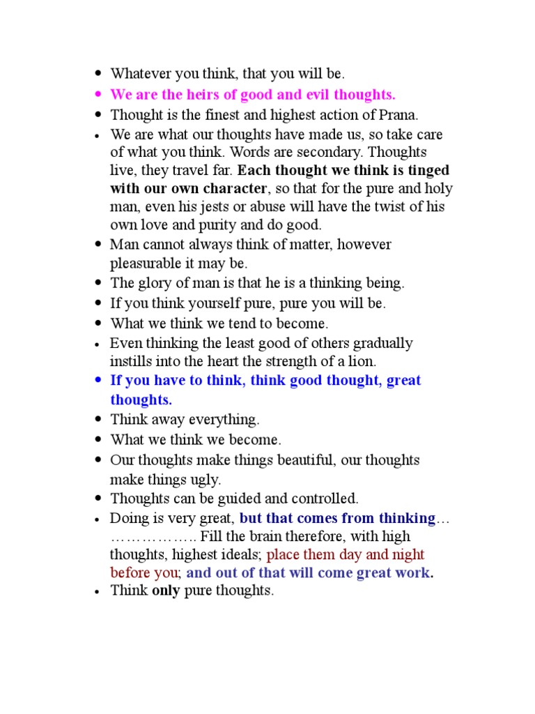 Power of Thoughts and Mind Control | PDF