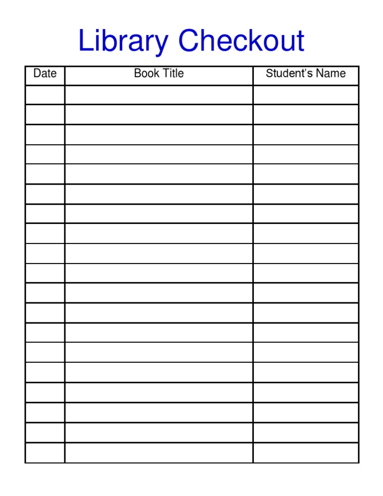 Library Checkout: Date Book Title Student's Name | PDF