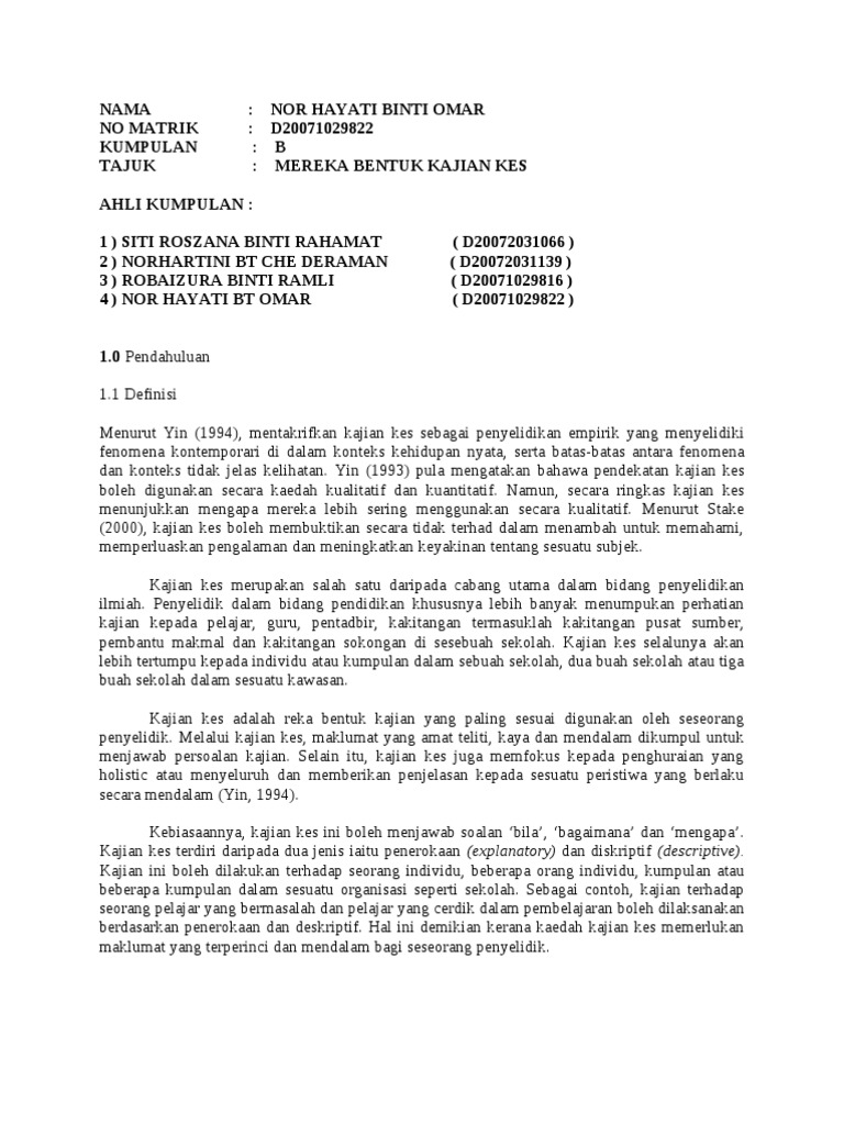 Contoh Kajian Kes Di Syarikat