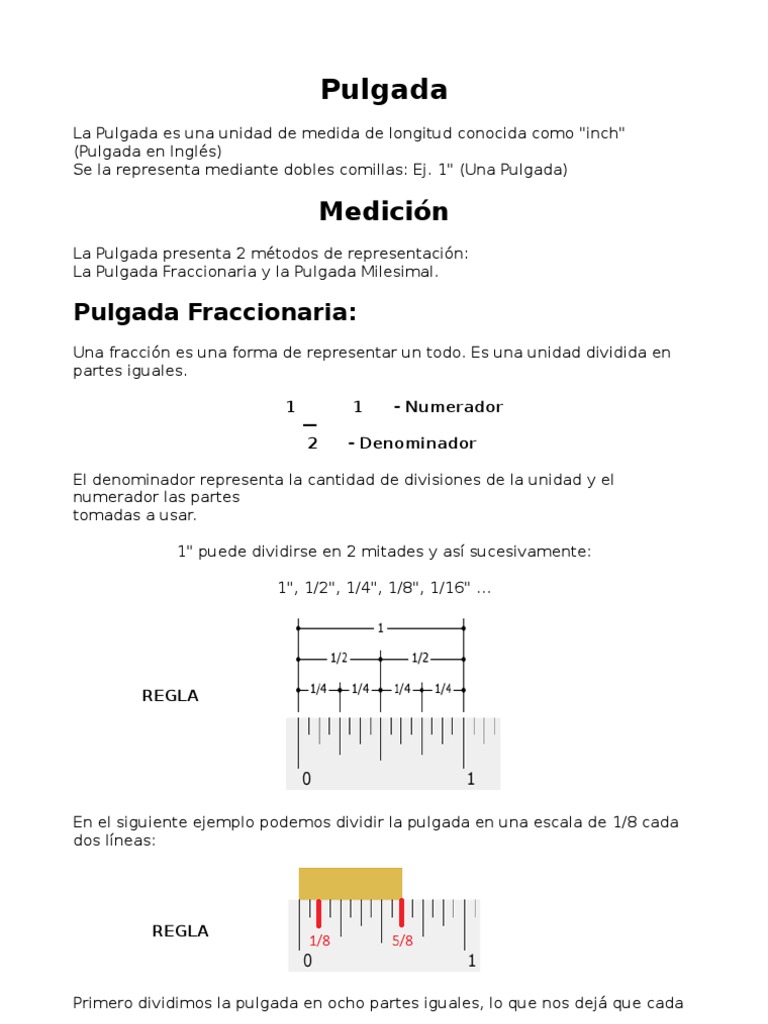Medición Pulgadas | Pulgada | Fracción (Matemáticas)