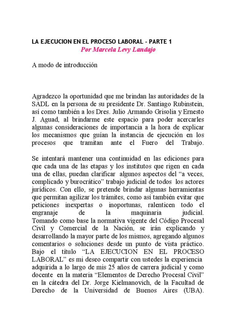 Ejecución en el Proceso Laboral | PDF | Pagos | Ley procesal