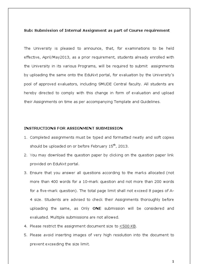 Assignment Submission Guidelines for SMU | PDF