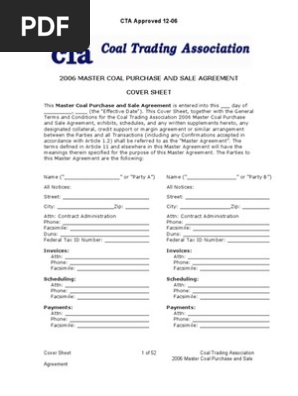 MASTER COAL PURCHASE AND SALE AGREEMENT