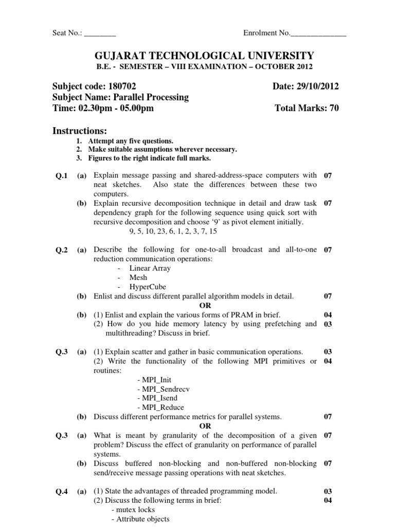 Parallel processing-GTU Paper | PDF | Parallel Computing | Mathematical ...