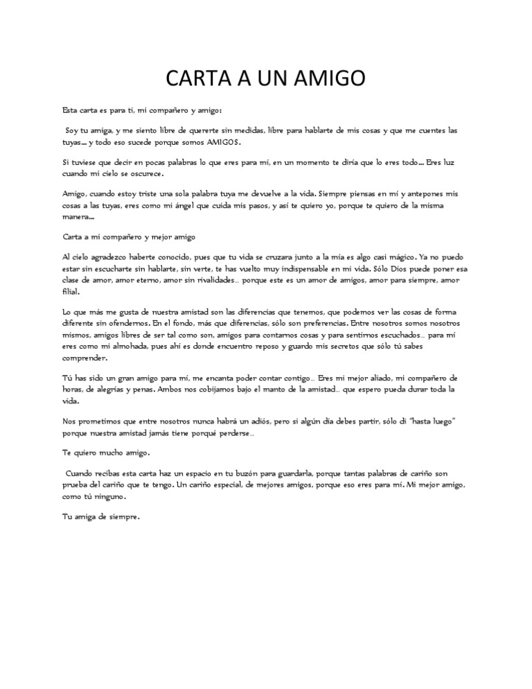 Carta Para Um Amigo