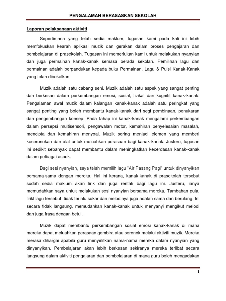 Laporan Pelaksanaan Aktiviti Pdf