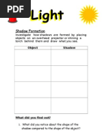 Grade 3 Light and Shadow Worksheet | PDF