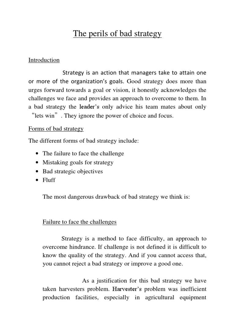 Perils of Bad Strategy | PDF | Career & Growth | Business