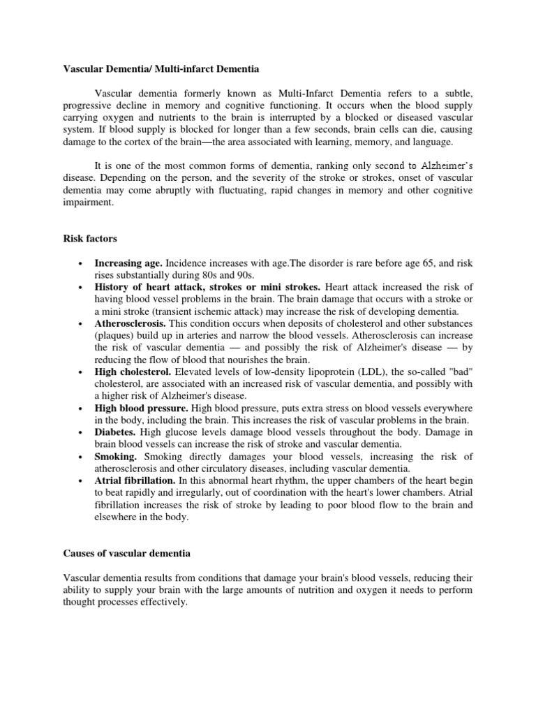 Vascular Dementia PDF Stroke Dementia