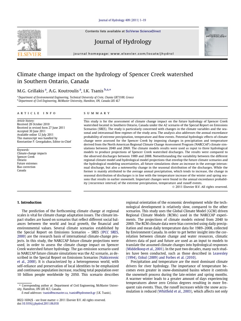 Climate Change Effects on Spencer Creek Hydrology | PDF | General ...