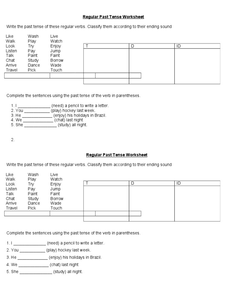 Regular Past Tense Worksheet Pdf Linguistic Typology Syntactic Relationships