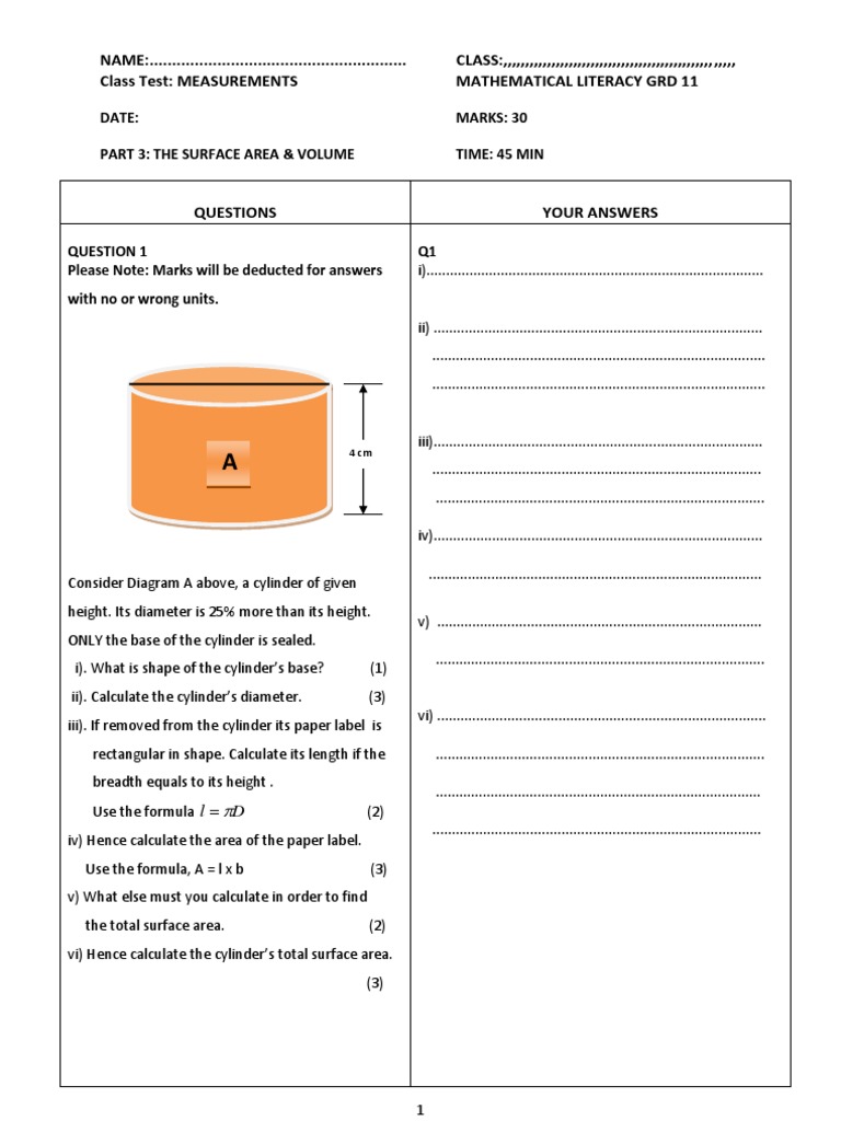 The Volume and Surface Area | PDF
