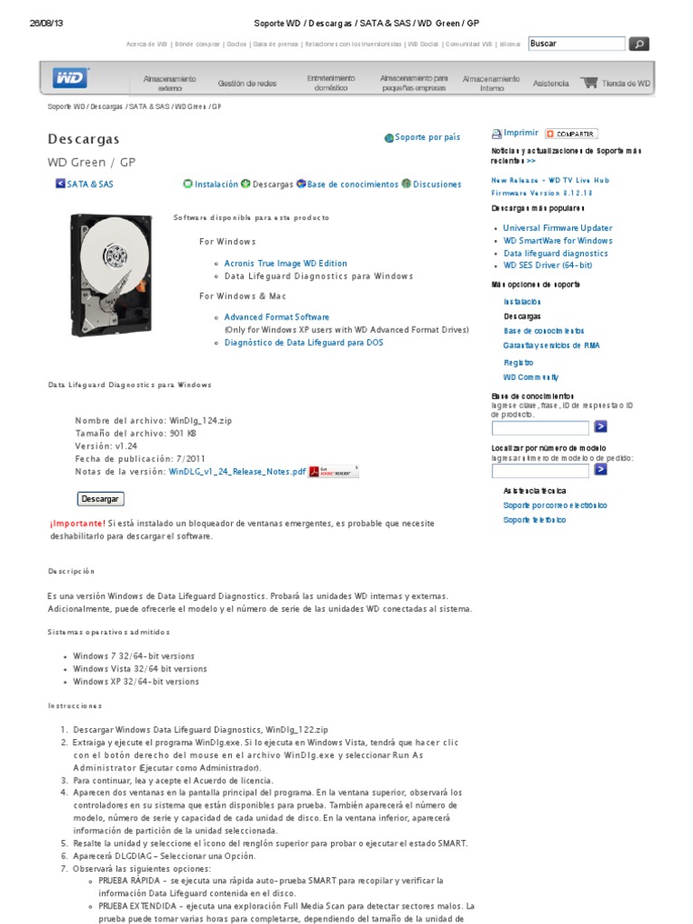 Data Lifeguard Diagnostics Para Windows Windows Vista Microsoft Windows