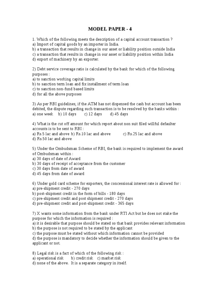 Model Paper - 4 | PDF | Debits And Credits | Financial Transaction