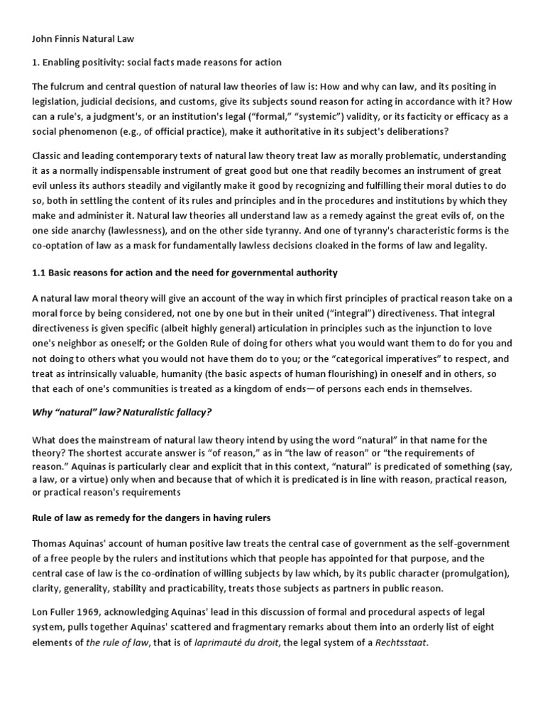 John Finnis Natural Law | PDF | Jurisprudence | Reason