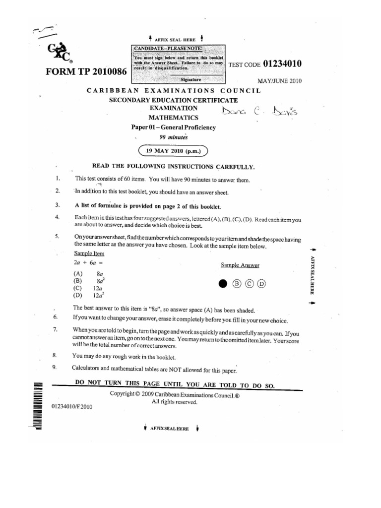 Cxc Maths Paper 1 2023