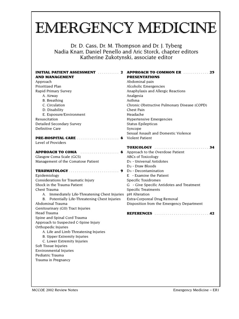 Emergency Medicine Major Trauma Traumatic Brain Injury