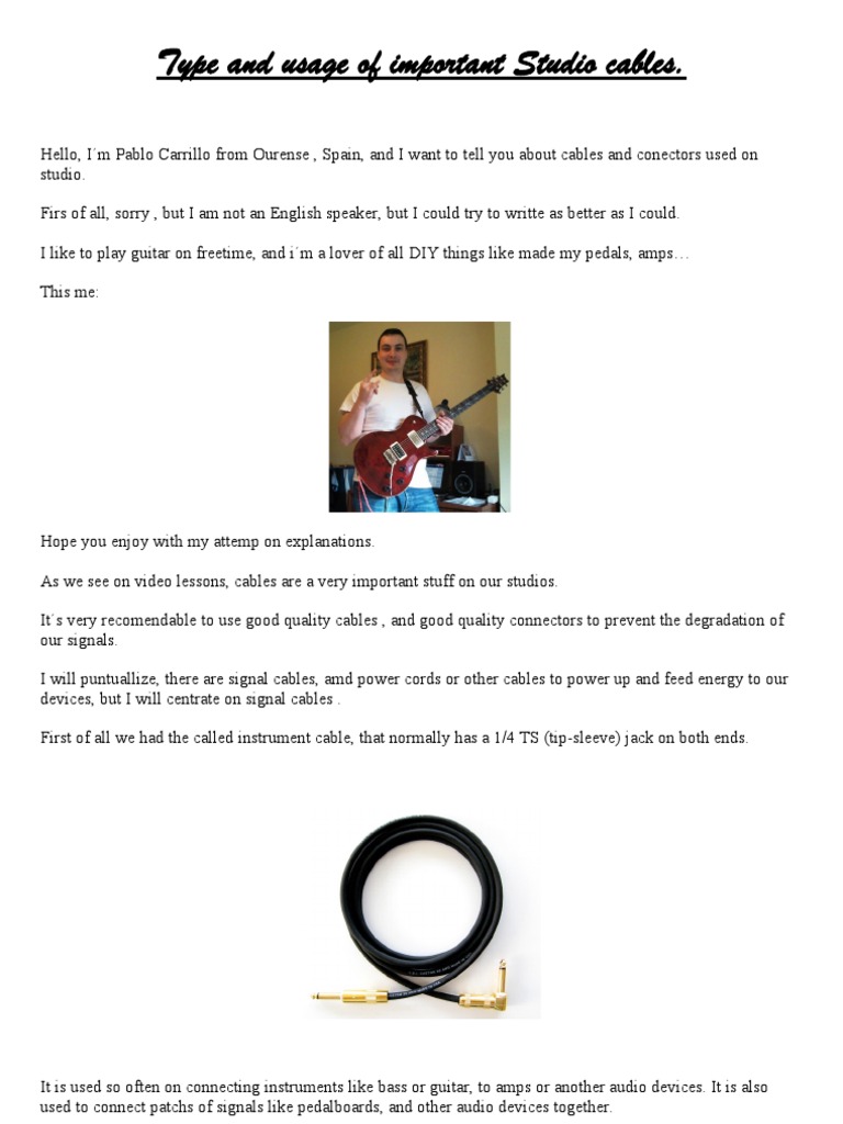 Cables and Connectors PDF Audio Engineering Electrical Connector