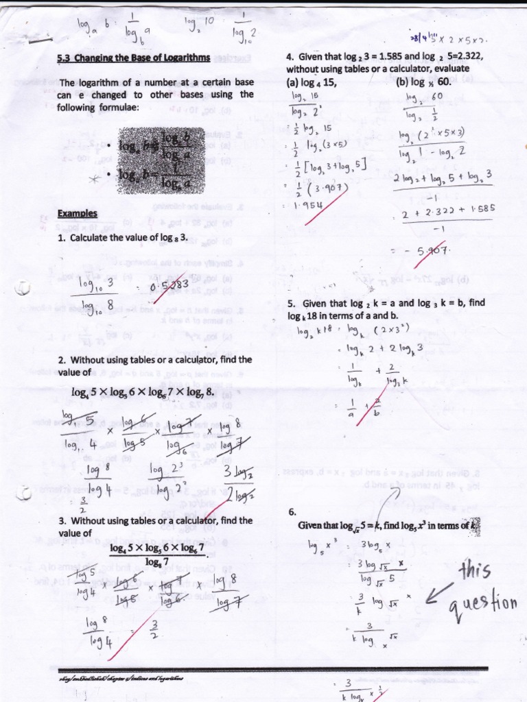 Logarithm Base Conversion Techniques | PDF | Teaching Methods ...