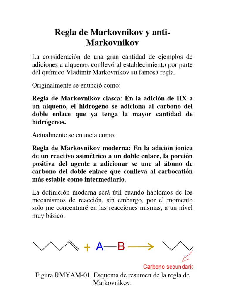 Regla de Markovnikov y AntiMarkovnikov PDF — free download
