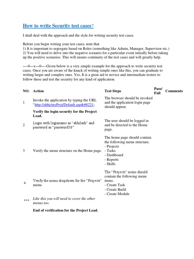 Writing Security Test Cases Guide | PDF | Menu | Login
