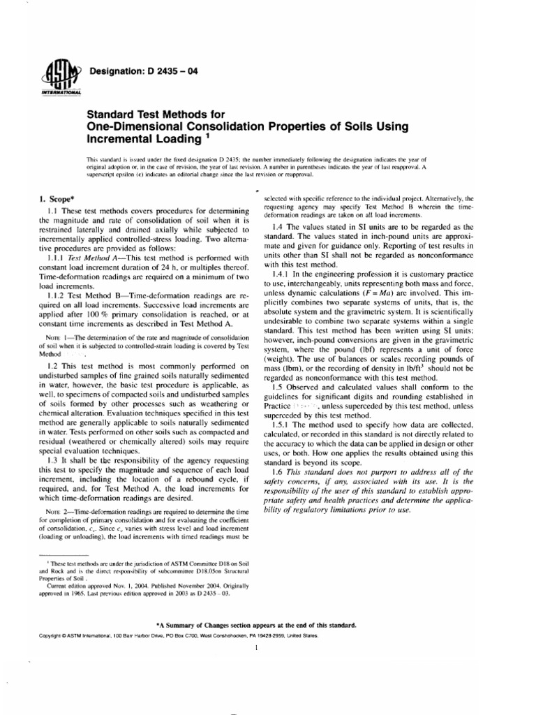 Astm D2435 04 | PDF