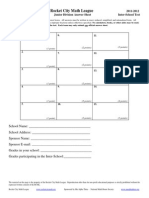 Rocket City Math League: 2011-2012 Junior Division Answer Sheet Inter-School Test