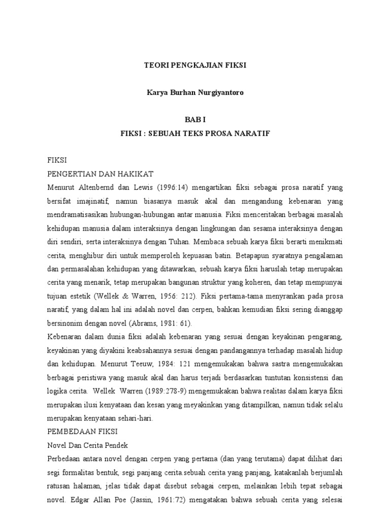 Buku Teori Pengkajian Fiksi Karya Burhan Nurgiyantoro