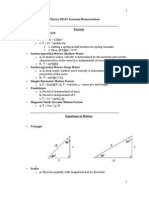 Physics MCAT Formula Sheet
