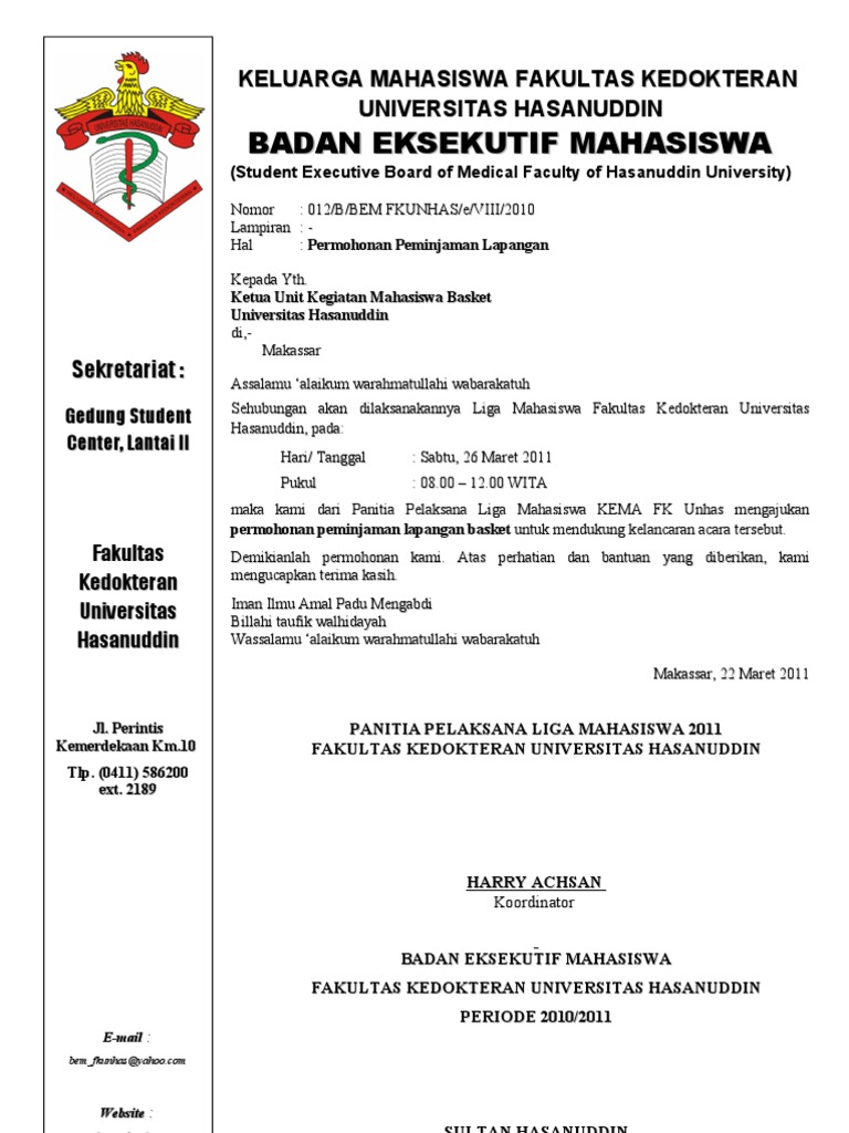 Contoh Surat Dinas Meminjam Lapangan - Simak Gambar Berikut