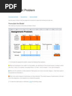 Assignment Problem Using Excel