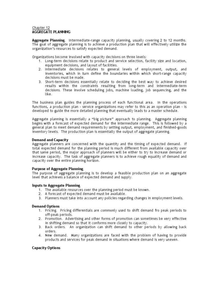 Chapter 12 Aggregate Planning Doc Inventory Mathematical Optimization