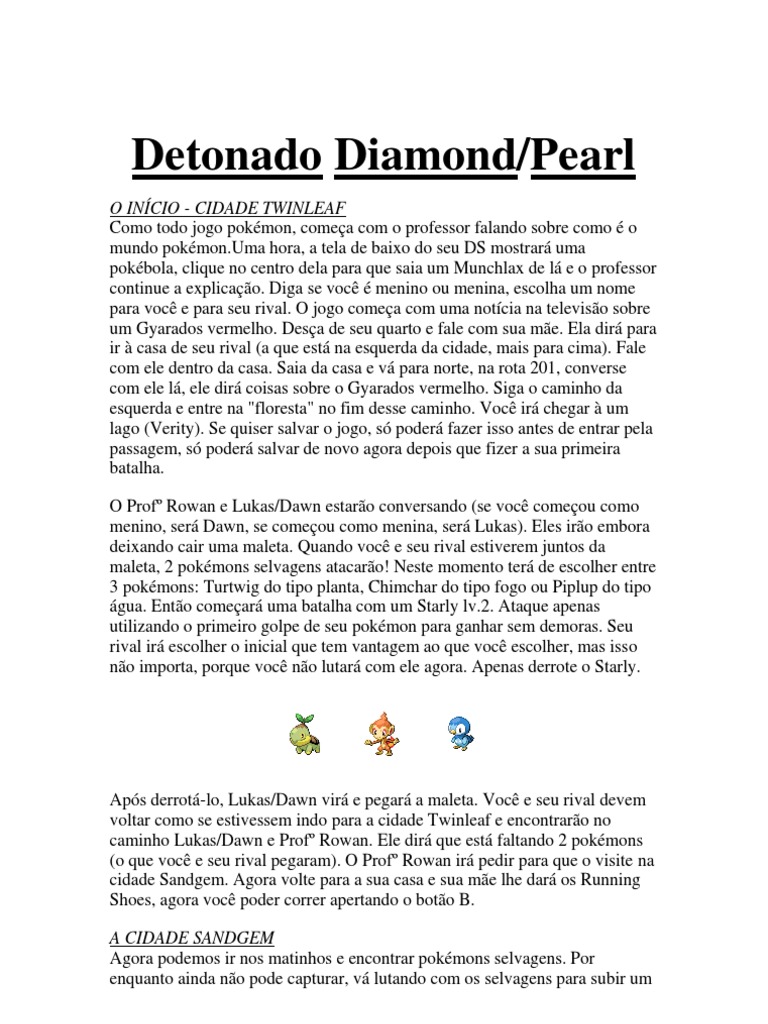 Detonado - Pokemon Pearl & Diamond, PDF, Pokémon