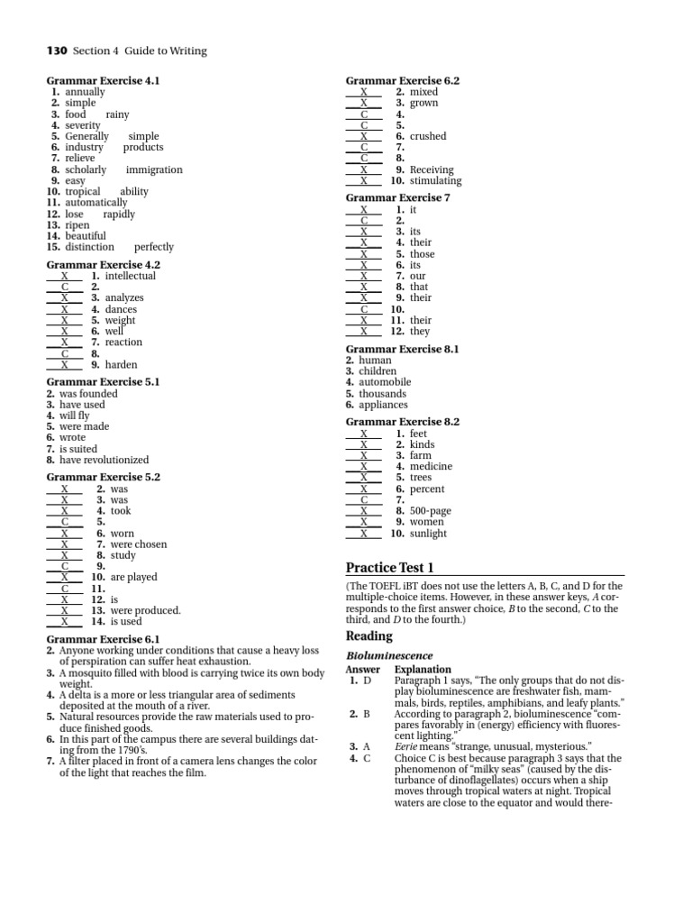 Practice Test 1 Answer Key | PDF