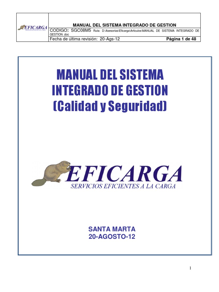 Manual de Sistema Integrado de Gestion | PDF | Calidad (comercial ...