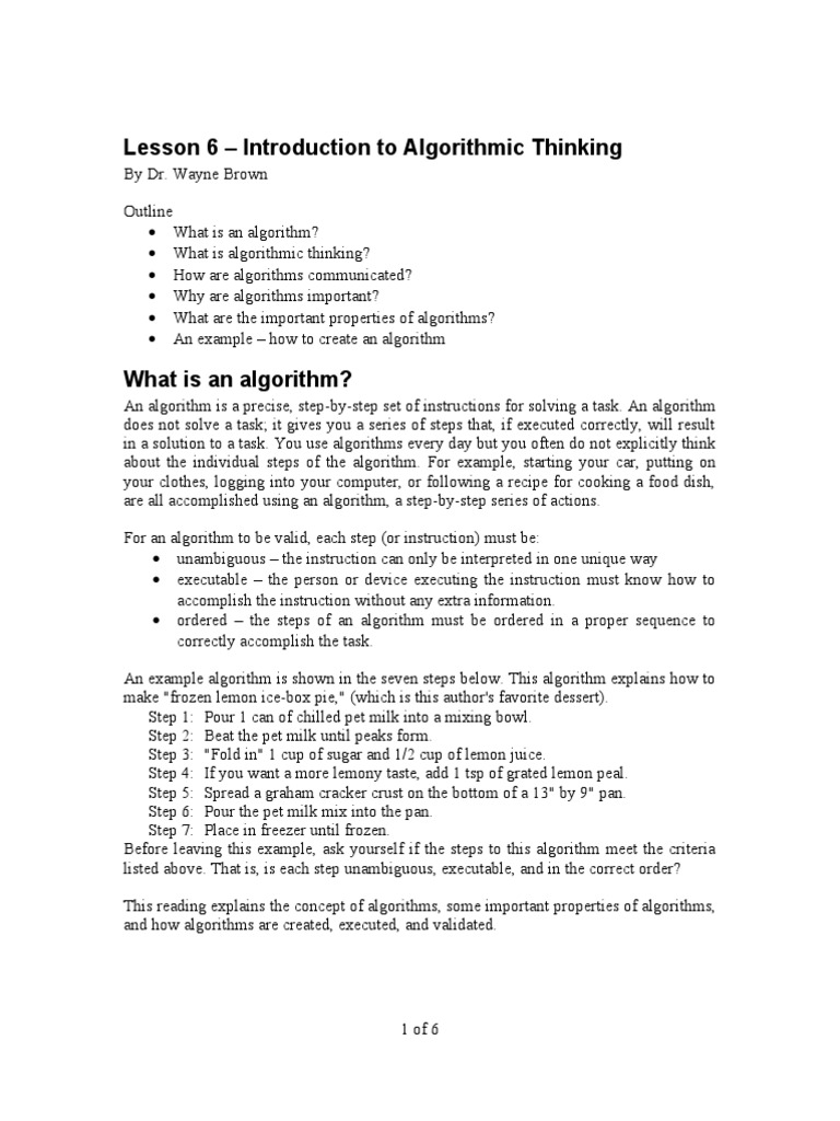 Introduction To Algorithmic Thinking | PDF | Algorithms | Programming ...