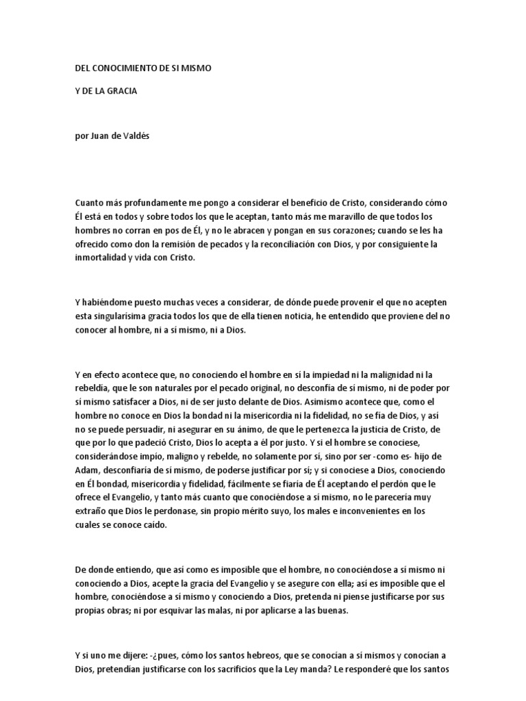 Conocimiento de sí mismo y gracia divina | PDF | Gracia divina | Cristo ...