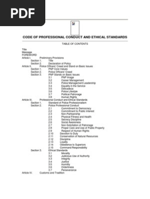 Pnp Code Of Ethics Pdf Traditions Loyalty