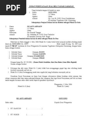 Segel Surat Pernyataan Jual Beli Tanah Garapan Segel Pdf