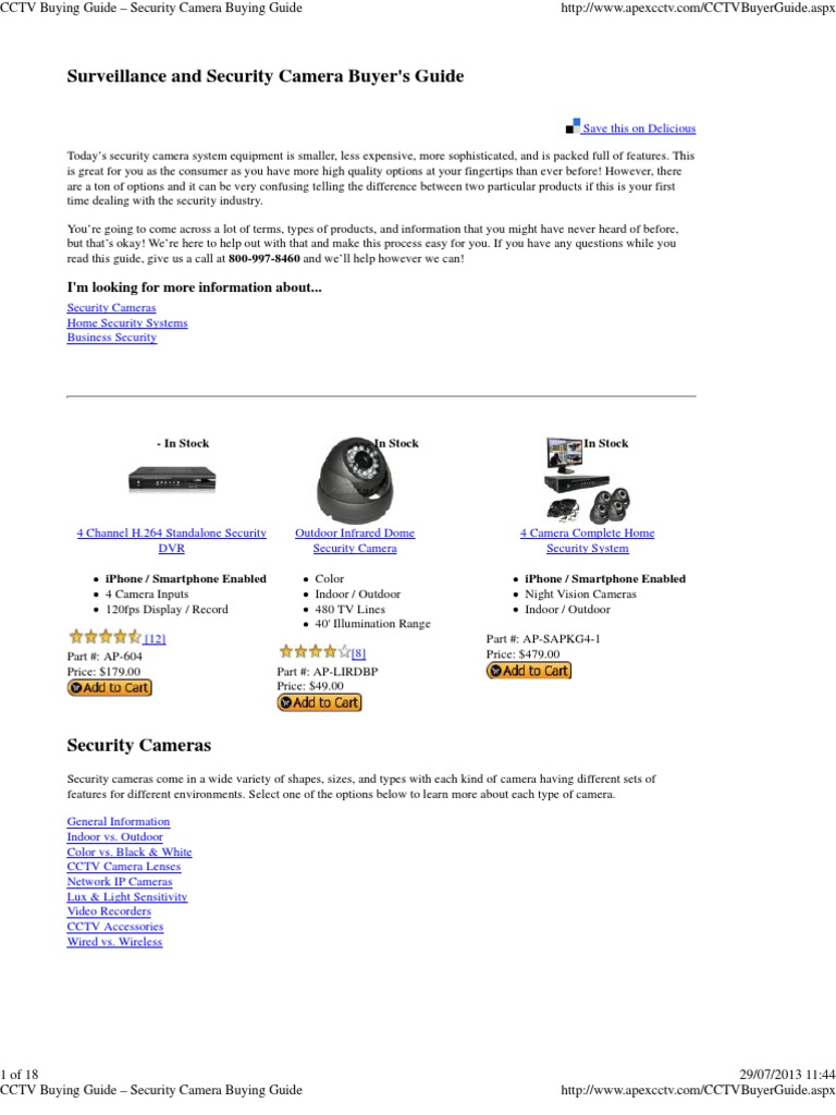 Security Camera Buyer's Guide | PDF | Closed Circuit Television | Lens ...
