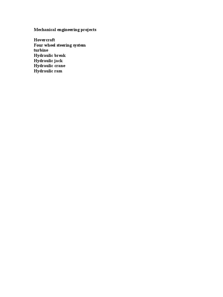 Mechanical Engineering Project Ideas | PDF
