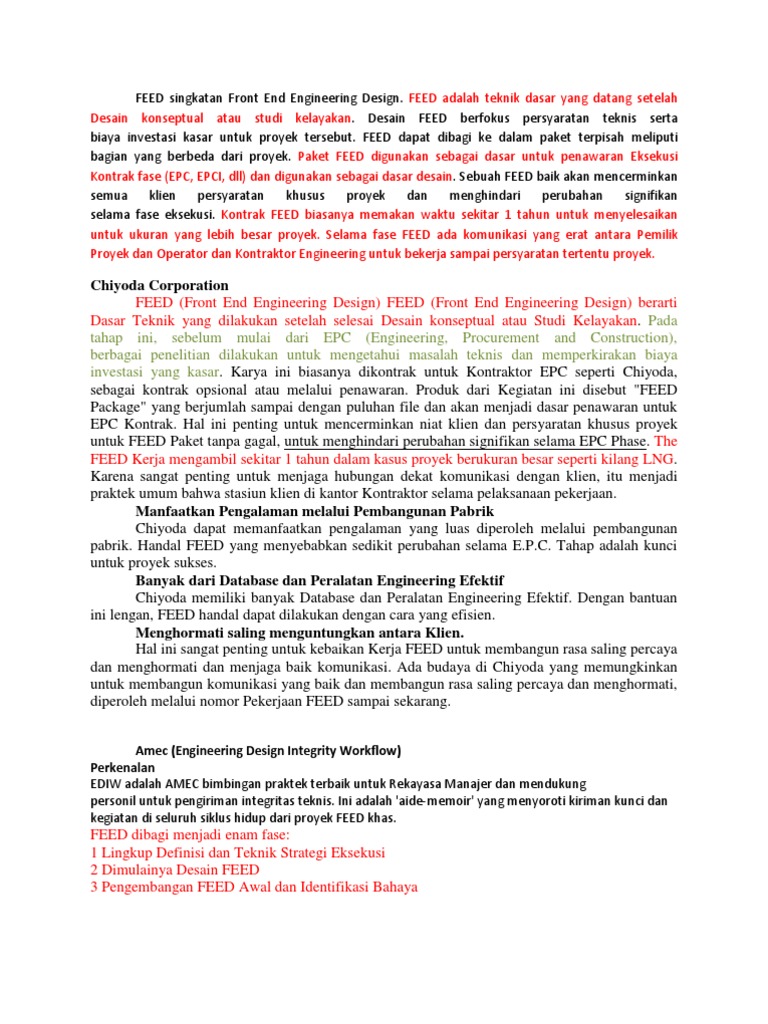 FEED Singkatan Front End Engineering Design | PDF | Komputer ...