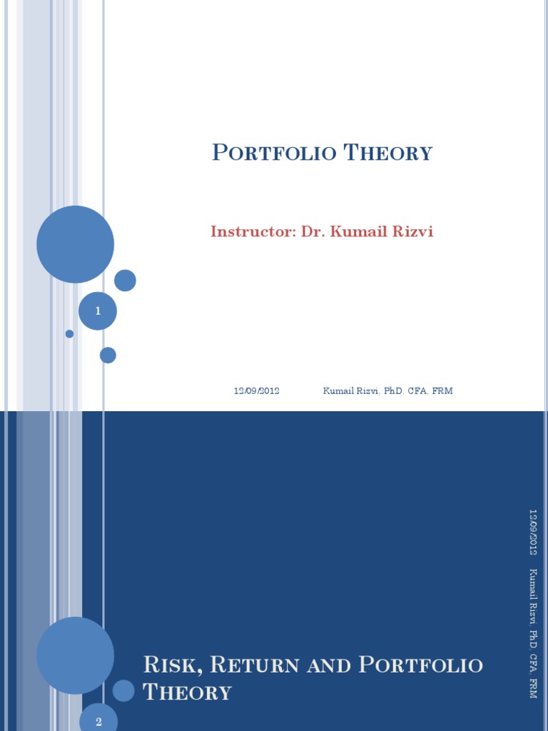 Lecture02 Portfolio Theory PDF Diversification (Finance