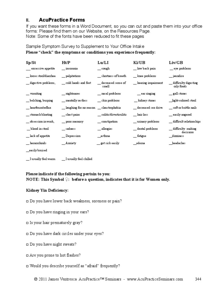 Acupractice Forms