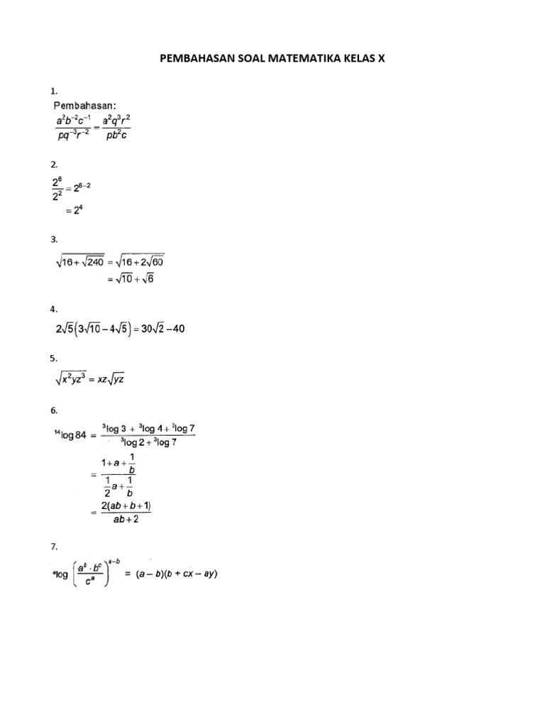 Pembahasan Soal Matematika Kelas X Pdf