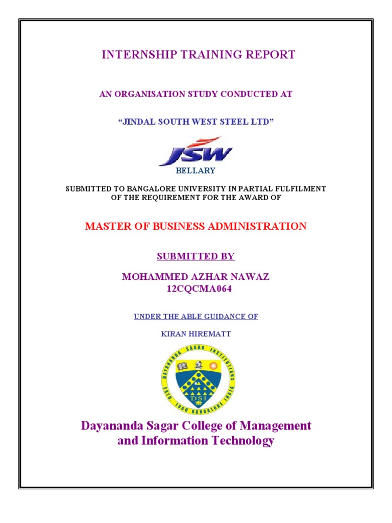 JSW Report | PDF | Master Of Business Administration | Vocational Education