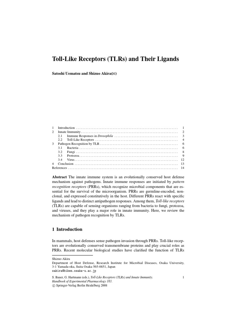 Toll Like Receptors and Their Ligands | PDF | Toll Like Receptor ...