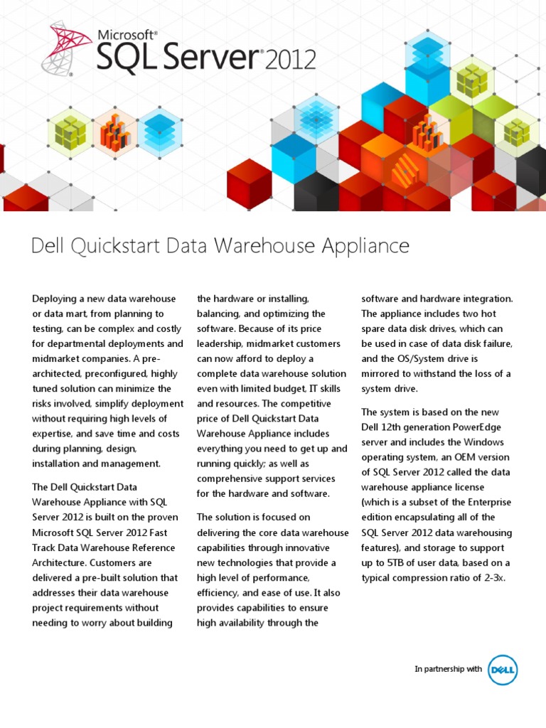 SQL Server 2012 Dell Quickstart DW Appliance Datasheet | PDF | Data ...
