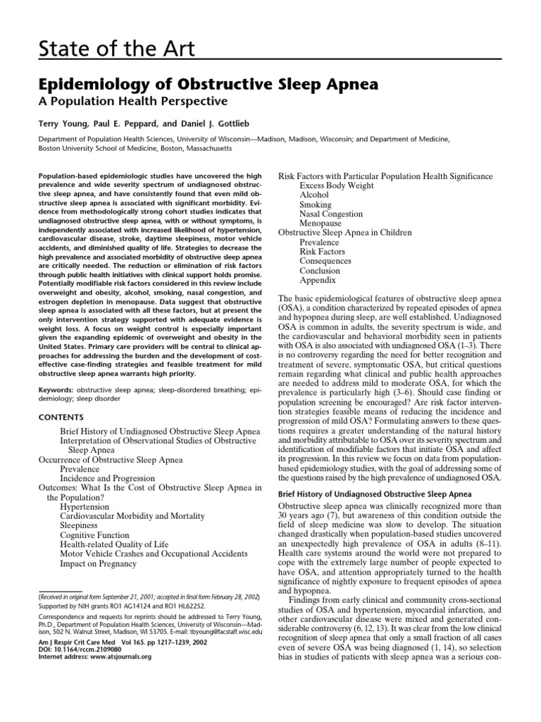 State of The Art: Epidemiology of Obstructive Sleep Apnea | PDF | Sleep ...