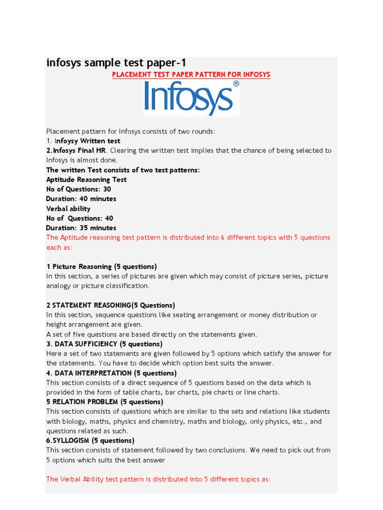 Placement test paper pattern for infosys pdf motivation motivational